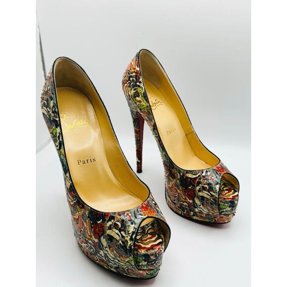 Christian Louboutin Multicolor 140 Palais Python Faience Lucido Pumps size 37 - Picture 9 of 11